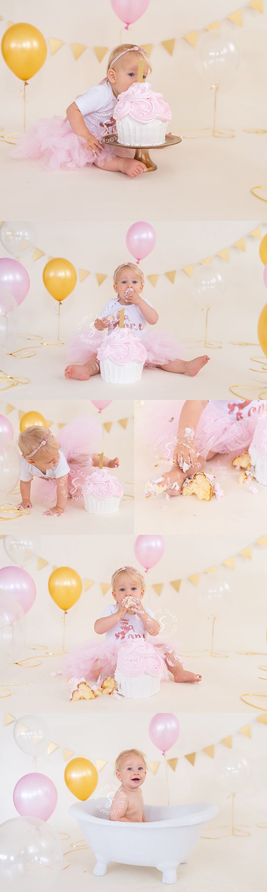 cake smash roze met goud
